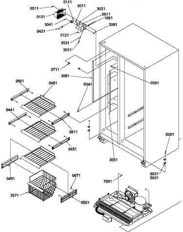 Freezer shelves & light