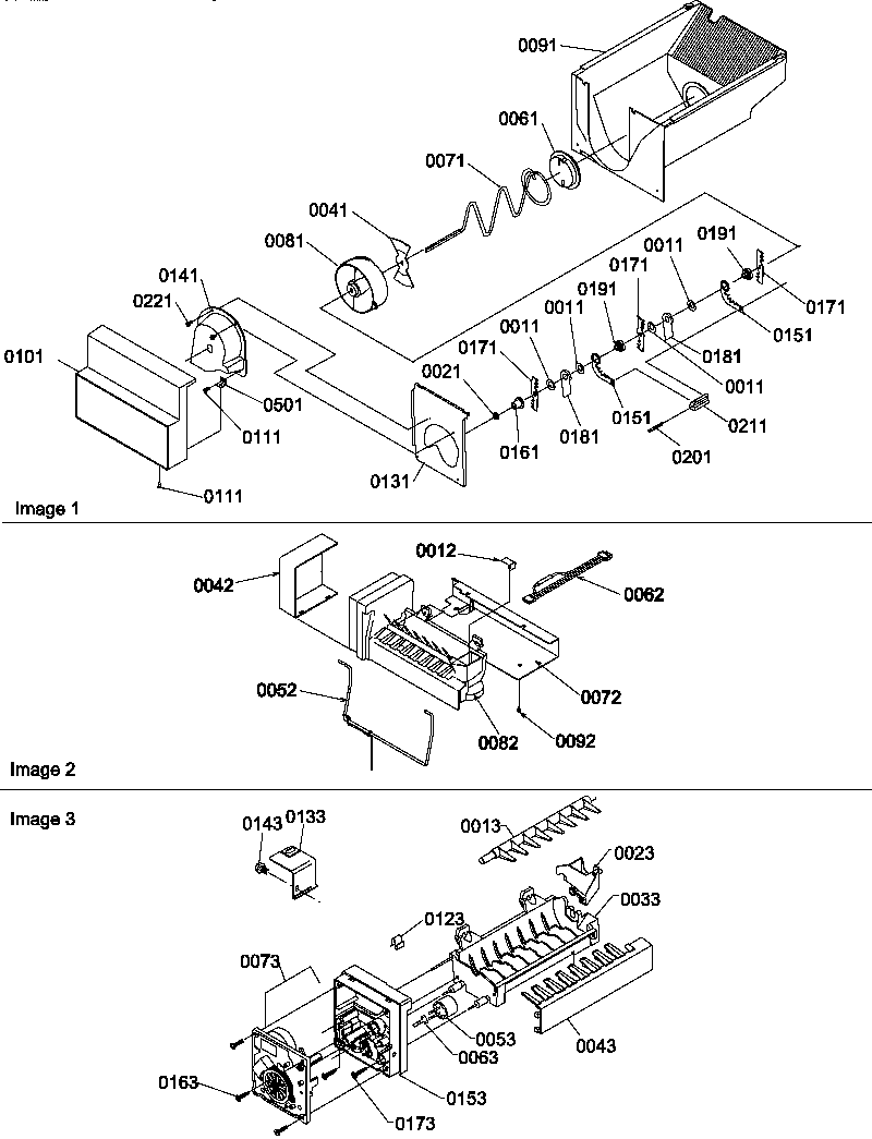 Ice buckt auger, maker assy, & maker prts