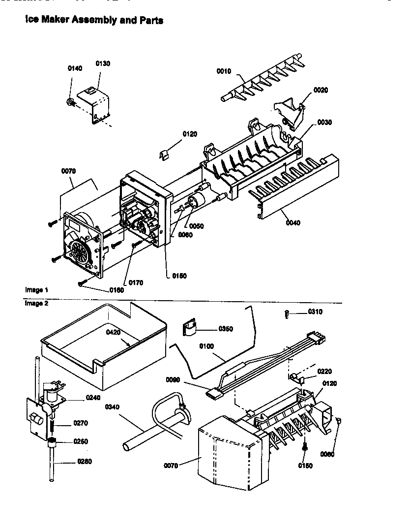 Ice maker assembly and parts