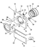 Front panel, door assembly and door seal
