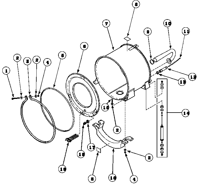Outertub, front and clamp ring