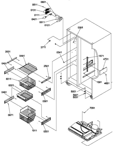 Freezer shelves and light