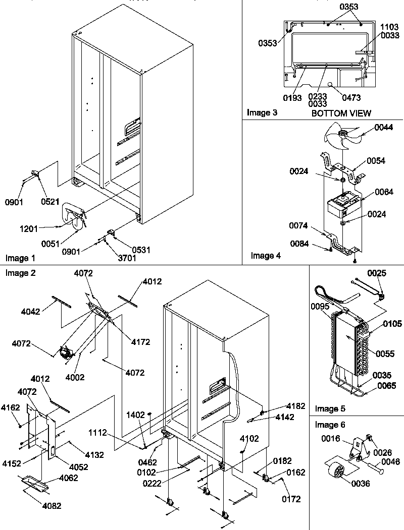 Drain system, rollers, and evaporator assy