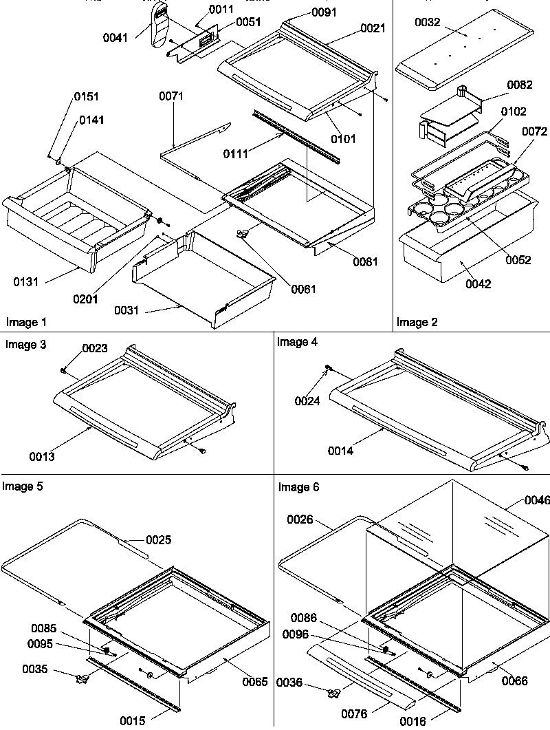 Shelves, deli, and crisper assemblies