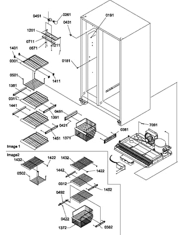 Freezer shelves and light