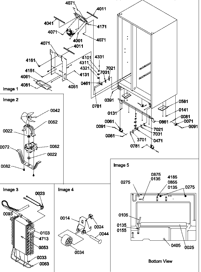 Drain system, rollers, and evaporator assy