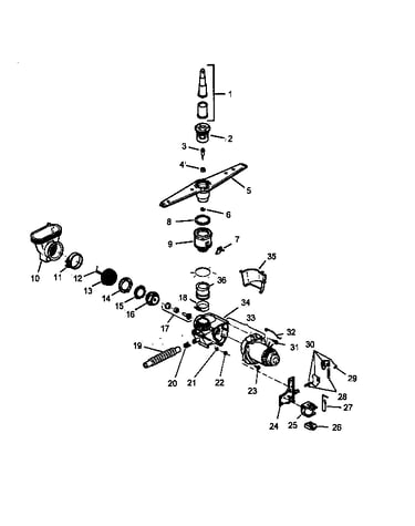 Motor-pump/water distribution components