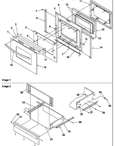 Oven door & storage drawer