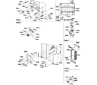 Amana SRDE528TBW-P1312602WW drain systems, rollers, and evaporator assy diagram