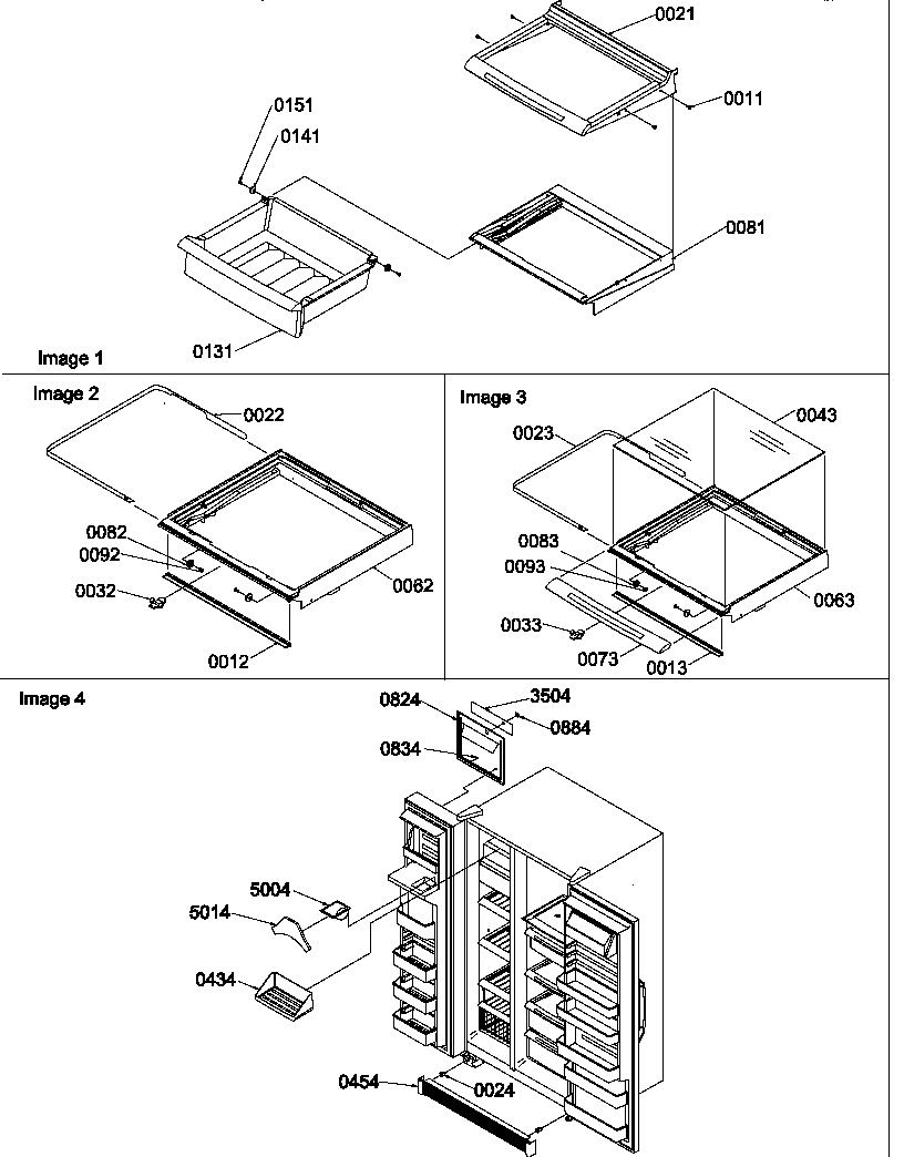 Shelves/deli, crisper assemblies & toe grille