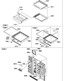 Shelves/deli, crisper assemblies & toe grille