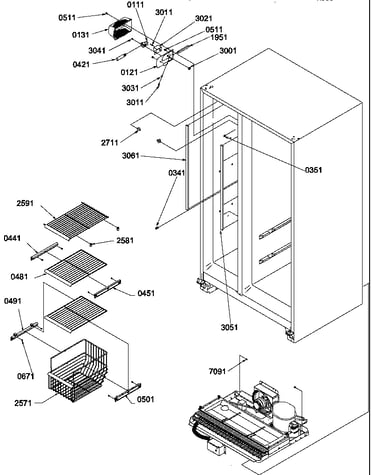 Freezer shelves and light