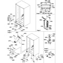 Amana SXD322W-P1313901WW drain systems, rollers and evaporator assy diagram