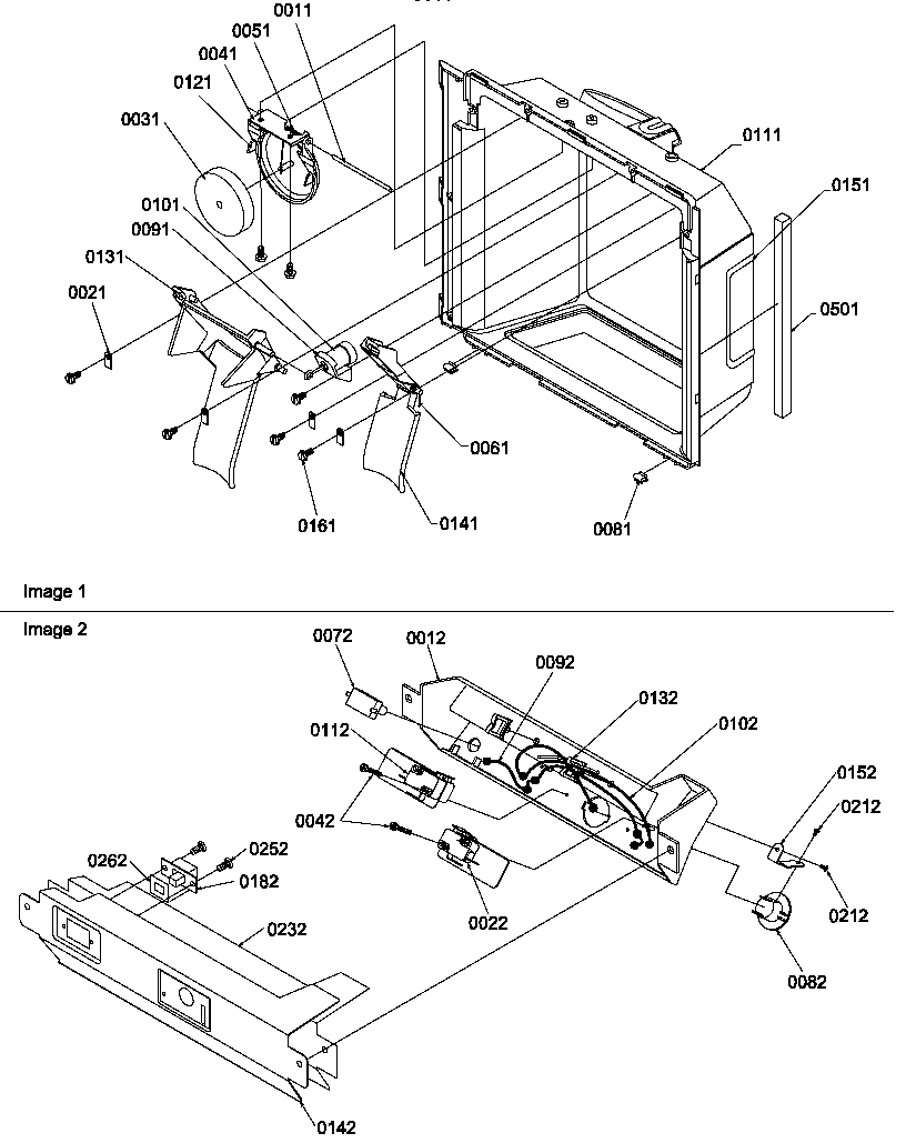 Ice/water cavity, electronic bracket assy