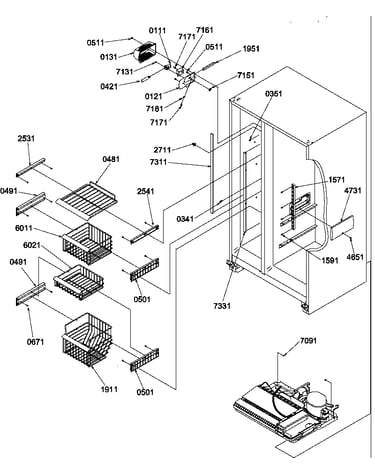 Freezer shelves and light