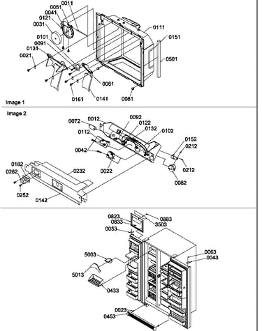 Ice/water cavity, electronic bracket assy & toe grille