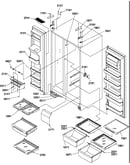 Refrigerator/freezer shelves, lights, and hinges