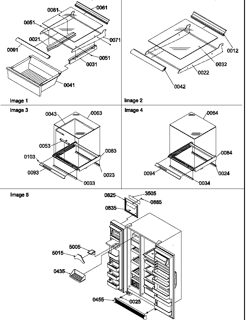 SHELVES, DELI, CRISPER ASSEMBLIES & TOE GRILLE