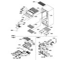 Amana TM18VL-P1305902WL interior cabinet and drain block assembly diagram