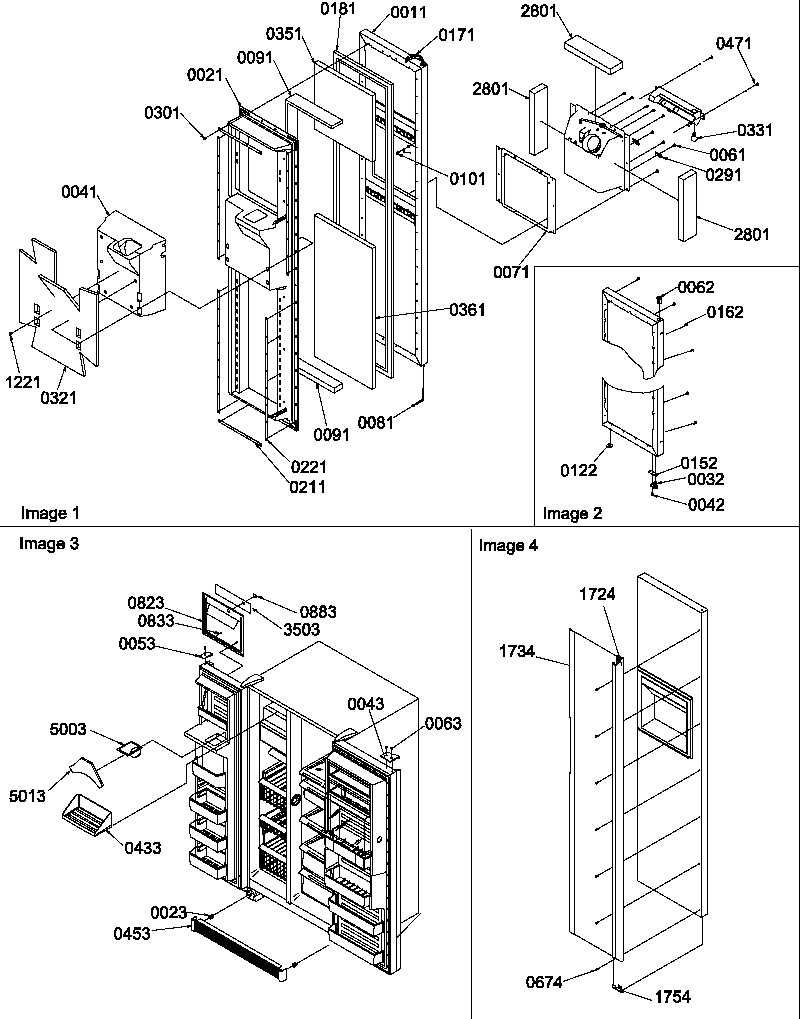 Freezer door and toe grille