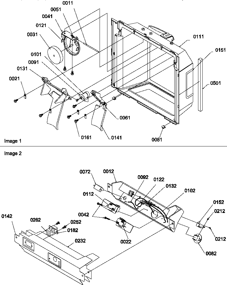 Ice/water cavity, electronic bracket assy