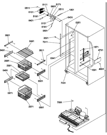 Freezer shelves and light
