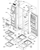 Refrigerator/freezer shelves, light and hinges