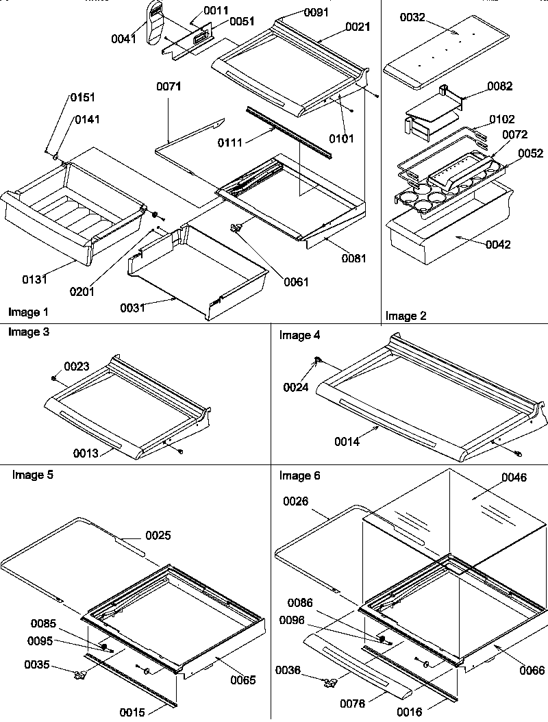 Shelves, deli, and crisper assemblies