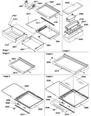 Shelves, deli, and crisper assemblies