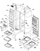 Refrigerator/freezer shelves, light, and hinges