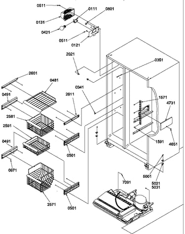 Freezer shelves and light