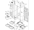Amana SCD25TL-P1303516WL refrigerator/freezer shelves, lights, and hinges diagram