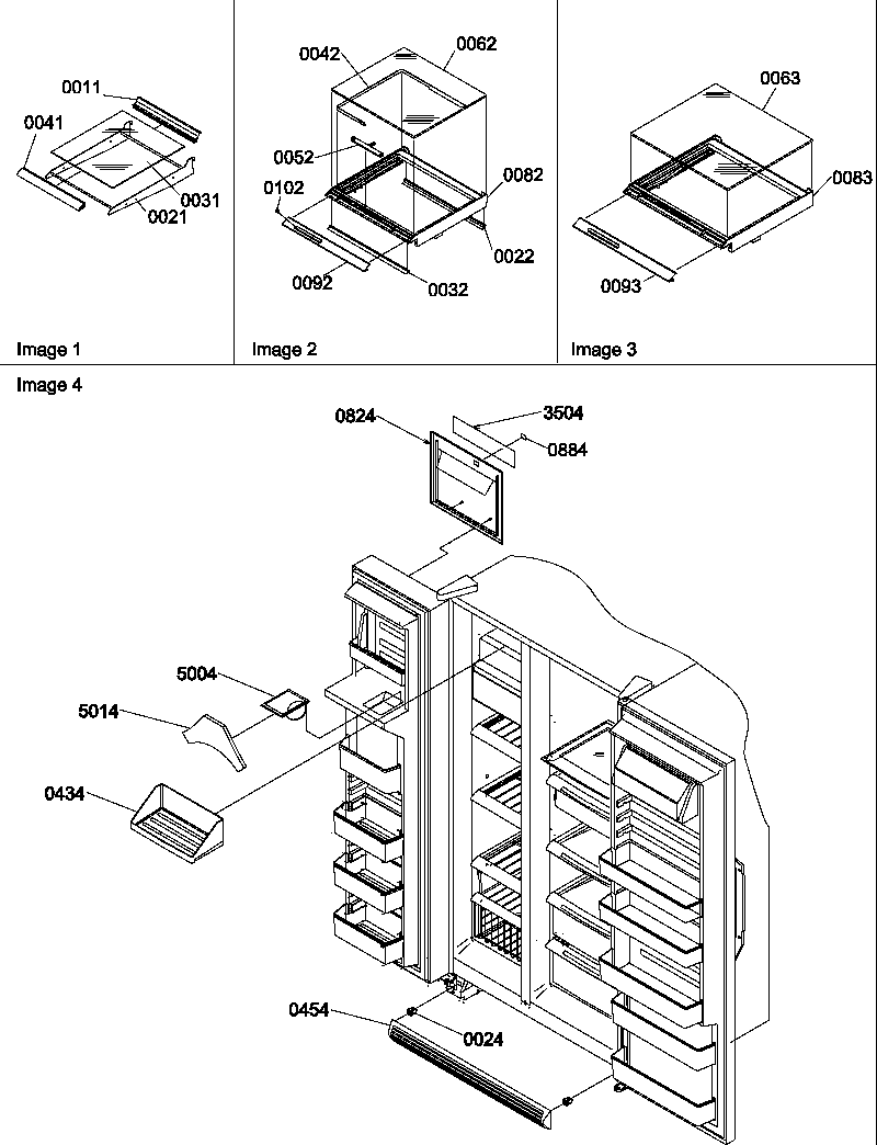 Shelf, crisper assemblies & toe grill