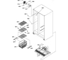 Amana SCD25TBW-P1303517WW freezer shelves and light diagram