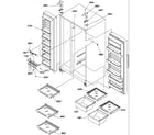 Amana SM22TBW-P1190215WW refrigeratorfreezer shelves, lights, and hinges diagram