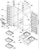Refrigeratorfreezer shelves, lights, and hinges