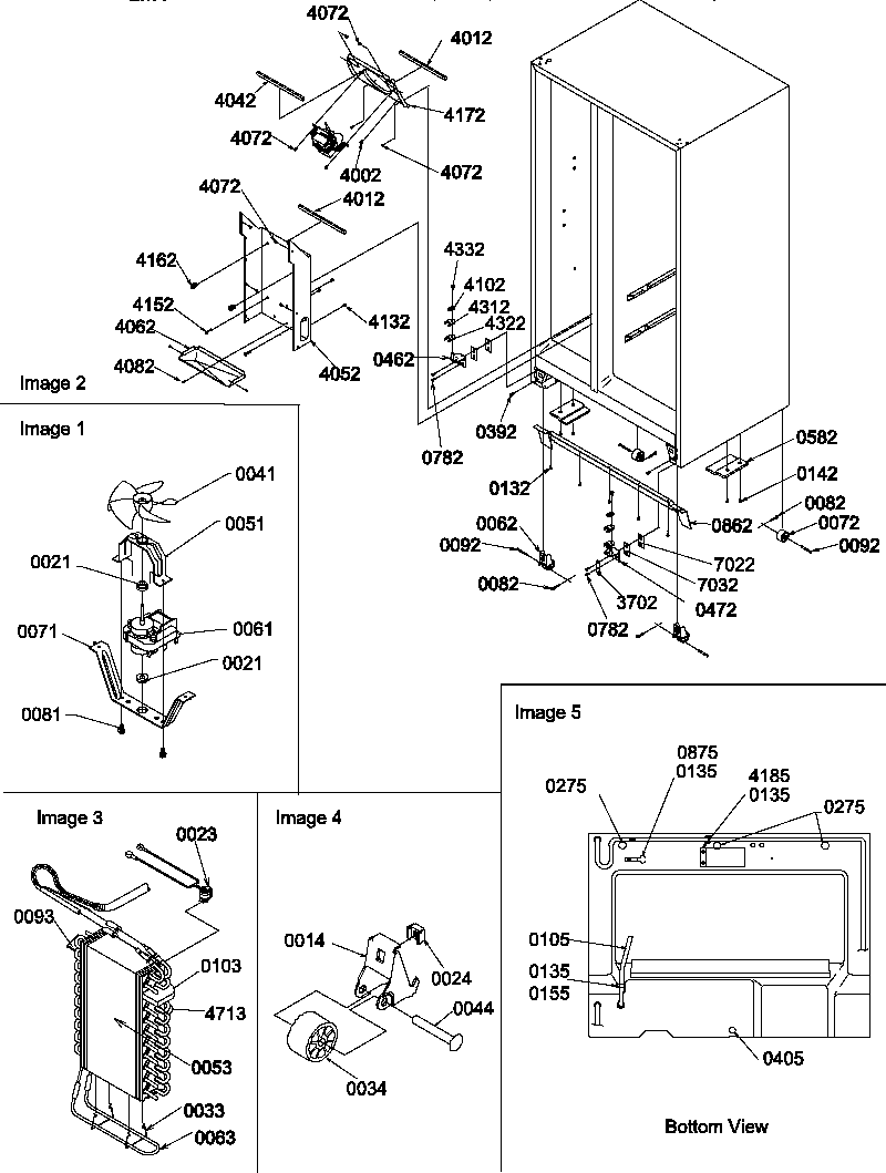 Drain system, rollers, and evaporator assy