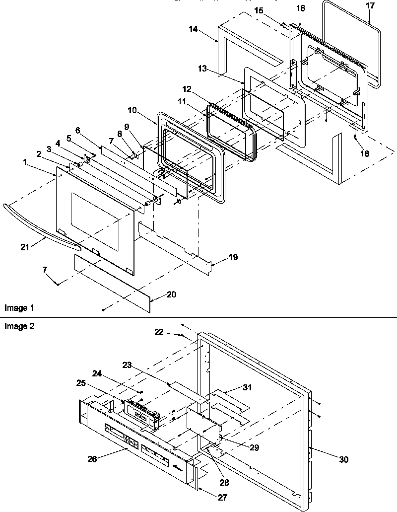 Inner cavity/latch/blower/bake and broil assy