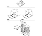 Amana SGD22TW-P1303510WW shelf, crisper assemblies & toe grille diagram