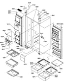 Refrigerator/freezer shelves, lights,and hinges