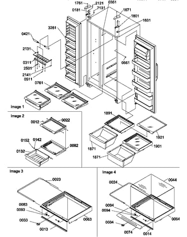 Refrigerator shelves, lights, and hinges