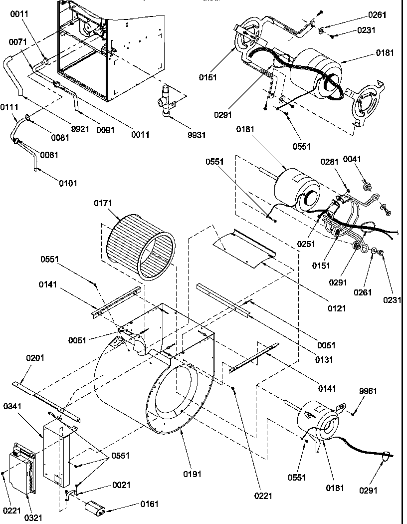 Blower assembly and drain tubes