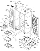 Refrigerator/freezer shelves, lights, and hinges