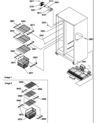 Freezer shelves and light