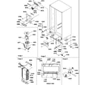 Amana SXD27TE-P1302802WE drain system, rollers, and evaporator assy diagram