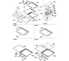 Amana SRD27S2E-P1190321WE shelving, crisper assemblies and toe grille diagram