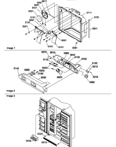 Ice/water cavity, electronic bracket assy & toe grille