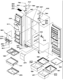 Refrigerator/freezer shelves, light, and hinges