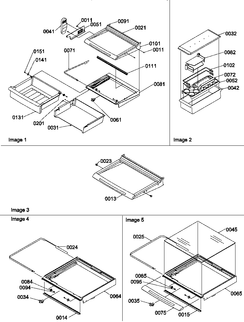 Shelves, deli, and crisper assemblies