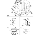 Amana SRDE520TBW-P1308702WW drain system, rollers, and evaporator assy diagram